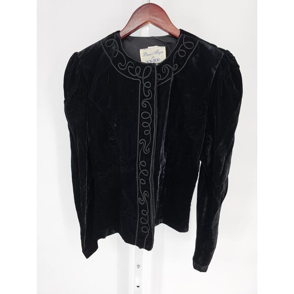 Vintage Donna Morgan For Non Stop Womens Sz 10 Formal Blazer Black Velvet - Picture 1 of 6